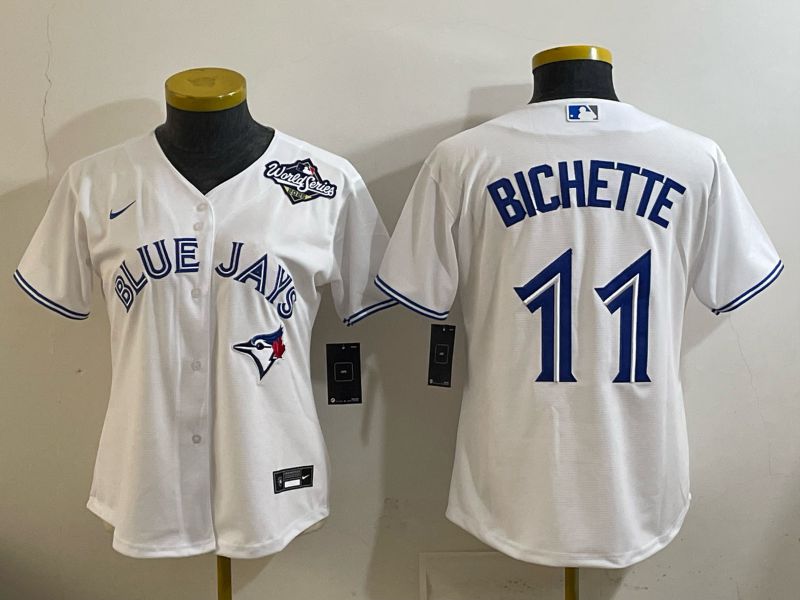 Women 2025 Nike Toronto Blue Jays #11 Bichette  White Game MLB Jersey 01->women mlb jersey->Women Jersey